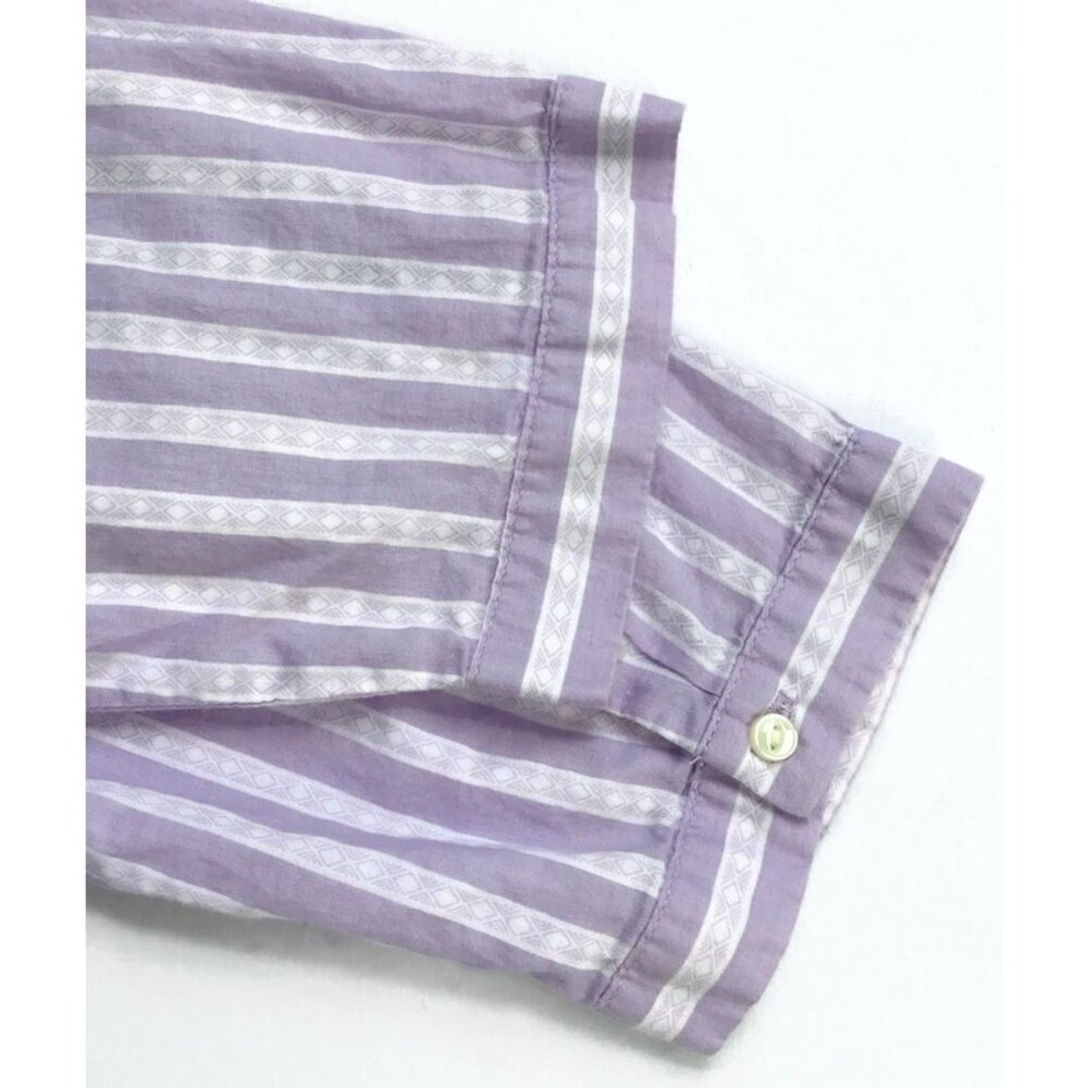 VTG Ralph Lauren Night Gown Sleep Shirt M Lavender Stripe Pocket Designer Lounge - Picture 6 of 8